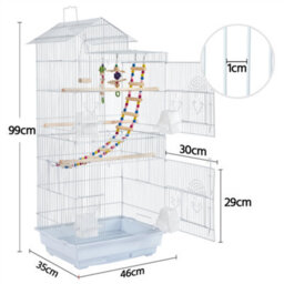 Yaheetech White Large Roof Top Metal Bird Cage W/ Swing And Ladder - thumbnail 3