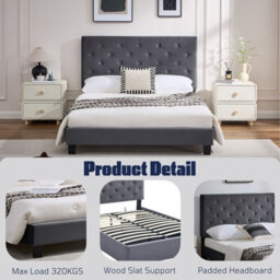 Ottoman Storage Bed Frame With Underbed Storage, Adjustable Button Headboard - thumbnail 6