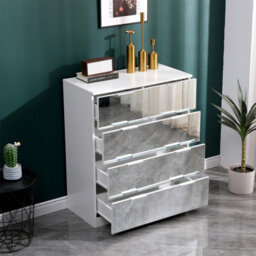 Furniturehmd Mirrored Chest Of Drawers,5 Drawer Metal Handle Runners,bedroom Furniture, Storage Organiser Unit - thumbnail 2