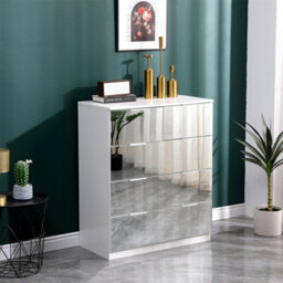 Furniturehmd Mirrored Chest Of Drawers,5 Drawer Metal Handle Runners,bedroom Furniture, Storage Organiser Unit - thumbnail 1