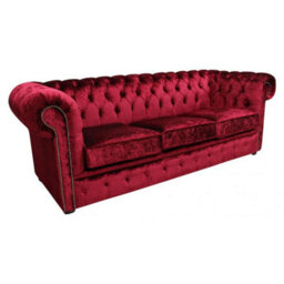 Chesterfield 3 Seater Boutique Wine Velvet Sofa Settee Bespoke In Classic Style - thumbnail 2