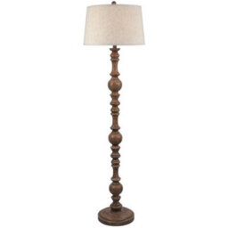 Hill Interiors Seraphia Floor Lamp With Edged Linen Shade - Resin - L41 X W41 X H154 Cm - Brown - thumbnail 1