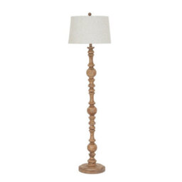 Hill Interiors Seraphia Floor Lamp With Edged Linen Shade - Resin - L41 X W41 X H154 Cm - Brown - thumbnail 2