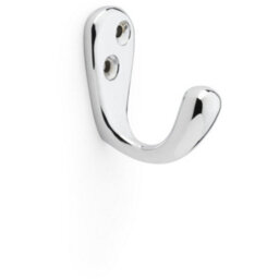 Loops Solid Brass Victorian Single Robe Coat Hook Wall Mounted Holder Polished Chrome - thumbnail 1