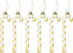 Festive Fix 6 Pack Unique Gold Glitter Candy Cane Christmas Decorations Premium Plastic Candy Ornaments With Hanging Thread Decor