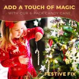 Festive Fix 6 Pack Unique Gold Glitter Candy Cane Christmas Decorations Premium Plastic Candy Ornaments With Hanging Thread Decor - thumbnail 3