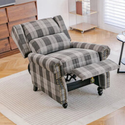 Upholstered Linen Recliner Chair With Footrest Push Back Lounge Armchair Sleeper - thumbnail 3