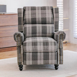 Upholstered Linen Recliner Chair With Footrest Push Back Lounge Armchair Sleeper - thumbnail 4