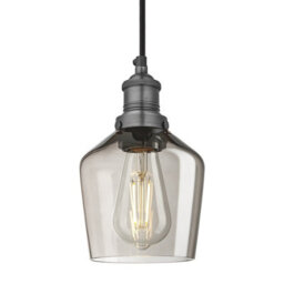 Industville Brooklyn Glass Schoolhouse Pendant Light - 5.5 Inch, Mocha Glass Schoolhouse - 5.5 Inch, Pewter Pendant Holder - thumbnail 1