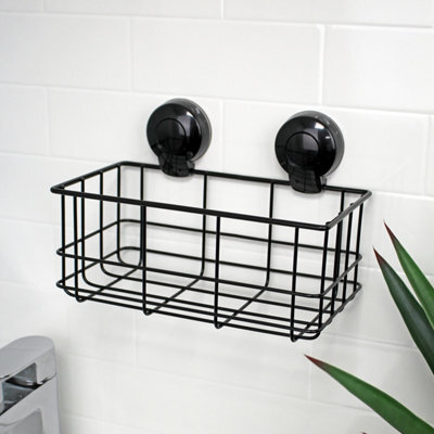Showerdrape Suctionloc Black Steel Suction Wall Mounted Bottle Basket - image 1