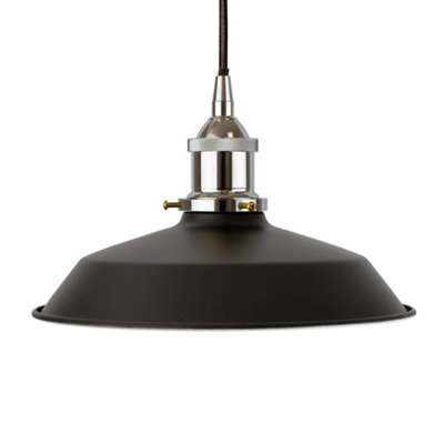 Matt Black Small Trinity Metal Painted Dome Pendant Light With Nickle Lamp Holder And Black Round Cable - Se Home - image 1