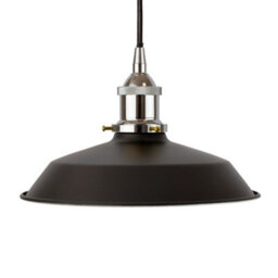Matt Black Small Trinity Metal Painted Dome Pendant Light With Nickle Lamp Holder And Black Round Cable - Se Home - thumbnail 1