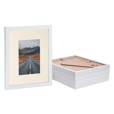"Nicola Spring Photo Frames With 4"" X 6"" Mount - 8"" X 10"" - White/ivory - Pack Of 5" - image 1