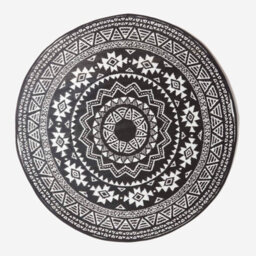 Homescapes Luxury Outdoor Rug Waterproof Reversible Round For Garden Patio, 180 Cm, Black & White, 100% Recycled, Motif - thumbnail 1