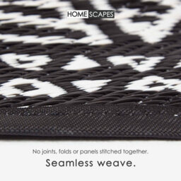 Homescapes Luxury Outdoor Rug Waterproof Reversible Round For Garden Patio, 180 Cm, Black & White, 100% Recycled, Motif - thumbnail 5