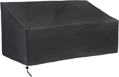 Black Waterproof Cover For Outdoor Bench, 147 X 83 79 Cm, Drawstring Sofa Cover, Suitable Sofas And Furniture - image 1