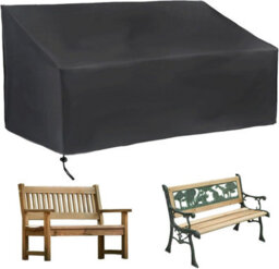 Black Waterproof Cover For Outdoor Bench, 147 X 83 79 Cm, Drawstring Sofa Cover, Suitable Sofas And Furniture - thumbnail 5