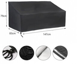 Black Waterproof Cover For Outdoor Bench, 147 X 83 79 Cm, Drawstring Sofa Cover, Suitable Sofas And Furniture - thumbnail 2