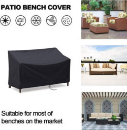 Black Waterproof Cover For Outdoor Bench, 147 X 83 79 Cm, Drawstring Sofa Cover, Suitable Sofas And Furniture - thumbnail 4