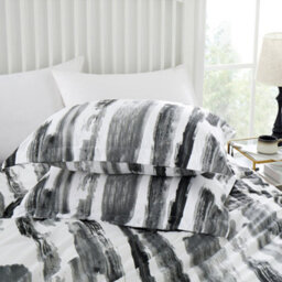 Aspire Homeware Printed Microfiber Duvet Cover Set, Grey Stripe Reversible, Single, (L)200Cm X (W)135Cm - thumbnail 4