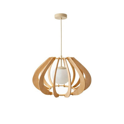 Luminosa Lighting Luminosa Alva Wire Frame Pendant Ceiling Light Beige 1X E27 - image 1
