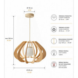 Luminosa Lighting Luminosa Alva Wire Frame Pendant Ceiling Light Beige 1X E27 - thumbnail 4