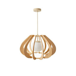 Luminosa Lighting Luminosa Alva Wire Frame Pendant Ceiling Light Beige 1X E27 - thumbnail 1