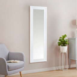 Ganji White Curved Rectangular Wall-Mounted Framed Mirror, (H)133Cm (W)43Cm