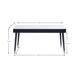Oakham Premium Louis 90Cm Fluted Stone Top Dining Table With Drawers - Black - thumbnail 3