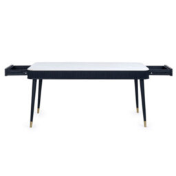 Oakham Premium Louis 90Cm Fluted Stone Top Dining Table With Drawers - Black - thumbnail 5