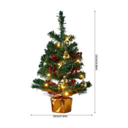 Living And Home Mini Desktop Christmas Tree With Fairy Lights, 30Cm W X 53Cm H - thumbnail 8