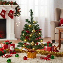 Living And Home Mini Desktop Christmas Tree With Fairy Lights, 30Cm W X 53Cm H - thumbnail 2