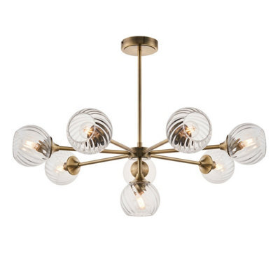 Luminosa Lighting Luminosa Allegra 8 Light Multi Arm Glass Shade Ceiling Pendant Antique Brass - image 1