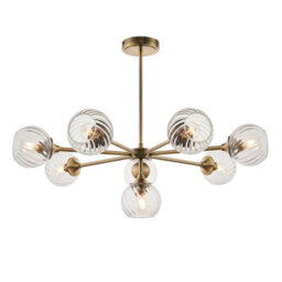 Luminosa Lighting Luminosa Allegra 8 Light Multi Arm Glass Shade Ceiling Pendant Antique Brass - thumbnail 1