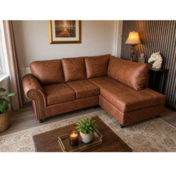 Brooklyn Suede Leather Right Hand Facing Corner Sofa - thumbnail 1