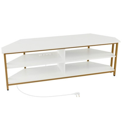 Gainoom 55Inch Media Entertainment Center Corner Tv Stand For Tvs Up To 60Inch Tv - image 1