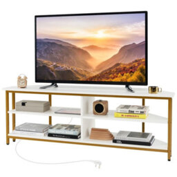 Gainoom 55Inch Media Entertainment Center Corner Tv Stand For Tvs Up To 60Inch Tv - thumbnail 9