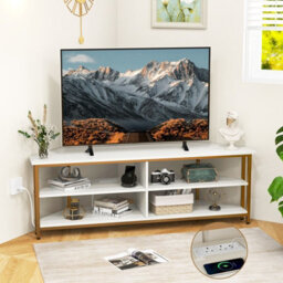 Gainoom 55Inch Media Entertainment Center Corner Tv Stand For Tvs Up To 60Inch Tv - thumbnail 3