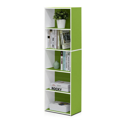 Walplus Furinno 5-Tier Reversible Color Open Shelf Bookcase , White/green 11055Wh/gr - image 1