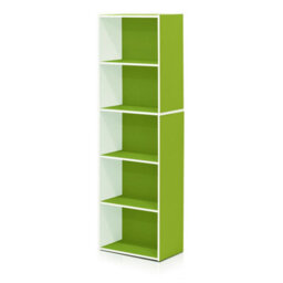 Walplus Furinno 5-Tier Reversible Color Open Shelf Bookcase , White/green 11055Wh/gr - thumbnail 4