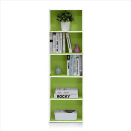 Walplus Furinno 5-Tier Reversible Color Open Shelf Bookcase , White/green 11055Wh/gr - thumbnail 2