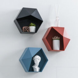 1 Pack Storage shelf, Home Black hexagonal wall box - thumbnail 2