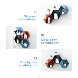 1 Pack Storage shelf, Home Black hexagonal wall box - thumbnail 3