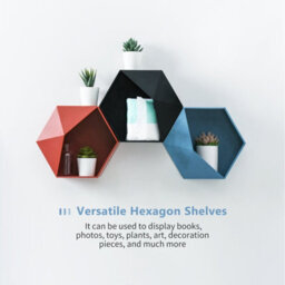 1 Pack Storage shelf, Home Black hexagonal wall box - thumbnail 4