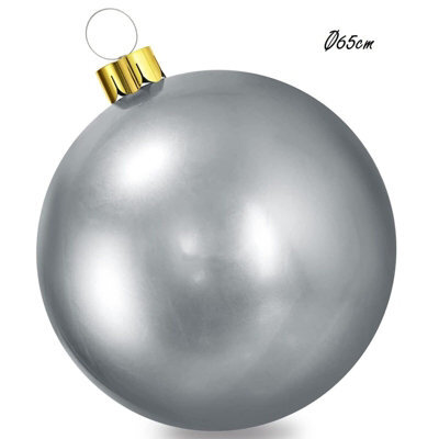 Urbn-Living Urbnliving Diameter 65Cm Silver Inflatable Christmas Bauble Ball Decoration Xmas Tree Outdoor Hanging Ornaments - image 1