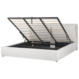 Beliani Ottoman Bed Velvet Bajonna 180 X 200 Cm (Eu Super King) Off-White - thumbnail 1