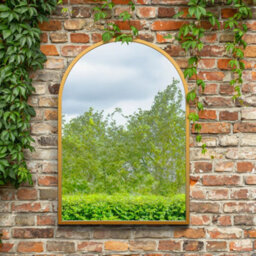 Mirroroutlet The Arcus Gold Metal Framed Arched Garden Wall Mirror 100Cm X 70Cm