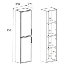 Heze Furniture Slim Modern 2 Cabinets Set Vanity Unit 120Cm With Worktop & Tall Cabinet 136Cm - Cashmere - thumbnail 9