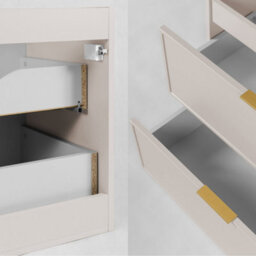Heze Furniture Slim Modern 2 Cabinets Set Vanity Unit 120Cm With Worktop & Tall Cabinet 136Cm - Cashmere - thumbnail 4