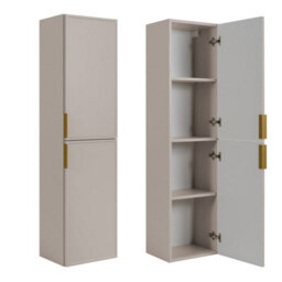 Heze Furniture Slim Modern 2 Cabinets Set Vanity Unit 120Cm With Worktop & Tall Cabinet 136Cm - Cashmere - thumbnail 3